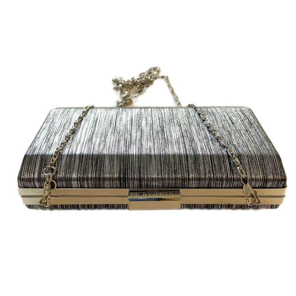 Clutch Bag Removable Chain Black and Silver